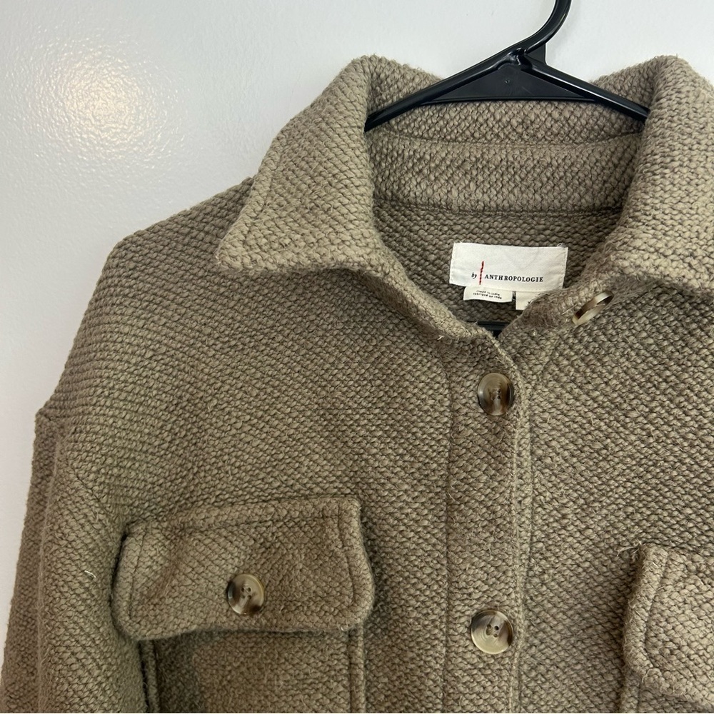Anthropologie Knit Shacket Soft Brown Oversized Long Sleeve Button Down Size XS - Picture 4 of 13